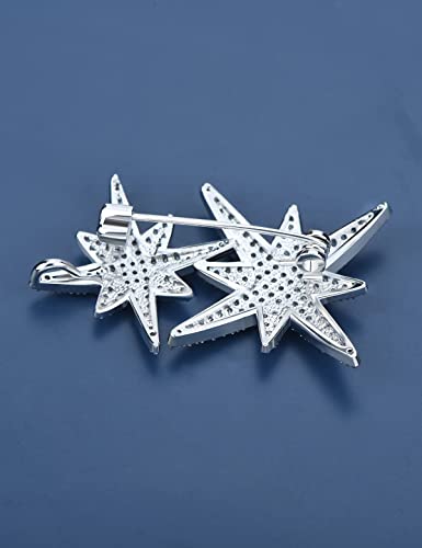 Image of Sparkle Crystal Star of David Brooch Pin Rhinestone Star Bouquet Brooch Pin Lapel Pins Spiritual Brooch Badge