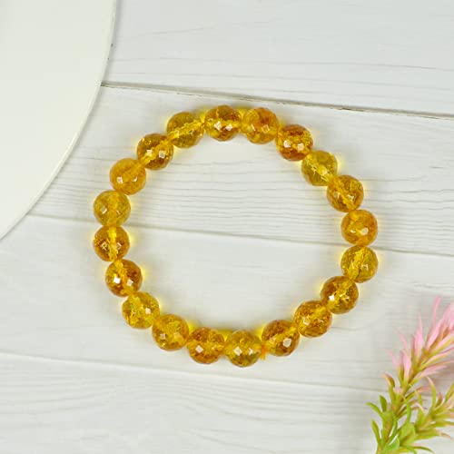 Image of Certified Natural Crystal Stone Diamond Cut /Faceted 10 mm Beads Bracelet for Men & Women | Reiki Charged Gemstone Jewellery | Multiple Stone Variants Available