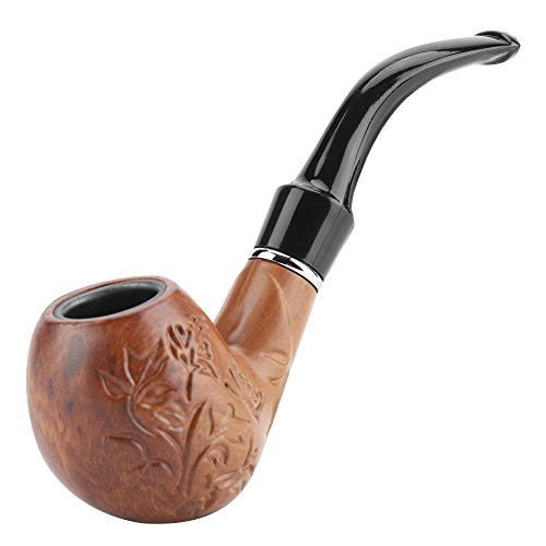 Pipe à Tabac en Bois, Collectionner Durable Smoking Resin Carve Pattern Tobacco Cigarette Cigar d un Tuyau Fumer Set Fond Plat Pipe à tabac en bois, sculptée à la main, Cadeau Parfait de Gentleman