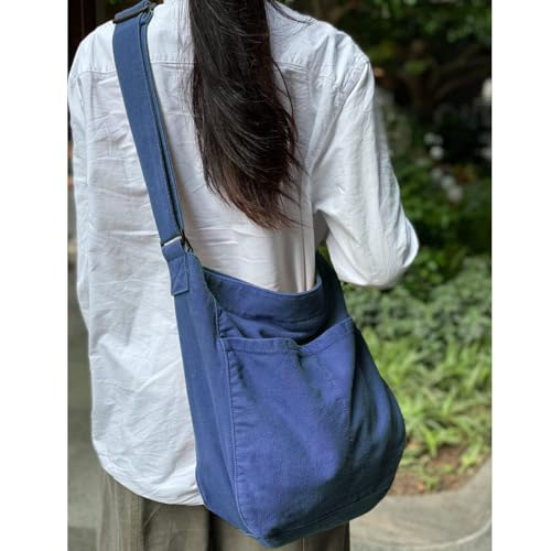 Image of FUOCO Aesthetic one side bag for men | Messenger Sling Bag for Man | Tote Bag for Woman Vintage Canvas Crossbody Shoulder Handbag for Travel, Office, Gym, College Slim Laptop Bags