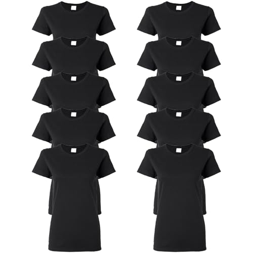 Lot de 10 t-shirts en coton premium épais et col rond coupe ajustée