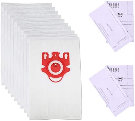 Compatible for Miele Type FJM 3D Vacuum Replacement Bags Compact C3 C2 C1 9917710 S700 S500 S4000 and S6000 Series Vacuums Cleaners,10 Pack Red Bags and 2 Filters 3D Eficiency Dustbags