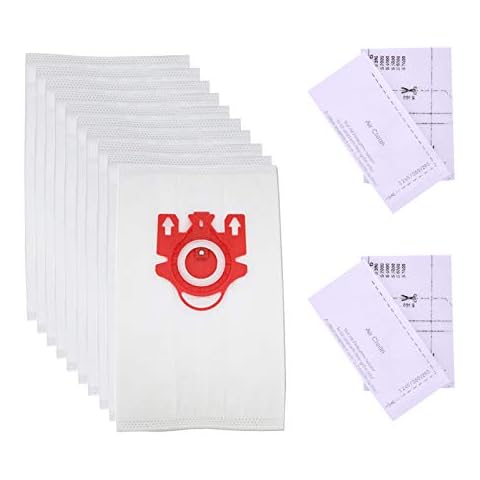 Compatible for Miele Type FJM 3D Vacuum Replacement Bags Compact C3 C2 C1 9917710 S700 S500 S4000 and S6000 Series Vacuums Cleaners,10 Pack Red Bags and 2 Filters 3D Eficiency Dustbags Cover