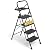 BONTEC 4-Step Ladder, Folding Step Stool with Tool Platform, Wide Anti-Slip Pedals, Max Load Capacity 400lbs Sturdy Steel Ladder, Lightweight Portable Ladder, Tall Step Ladder for House Use, Black