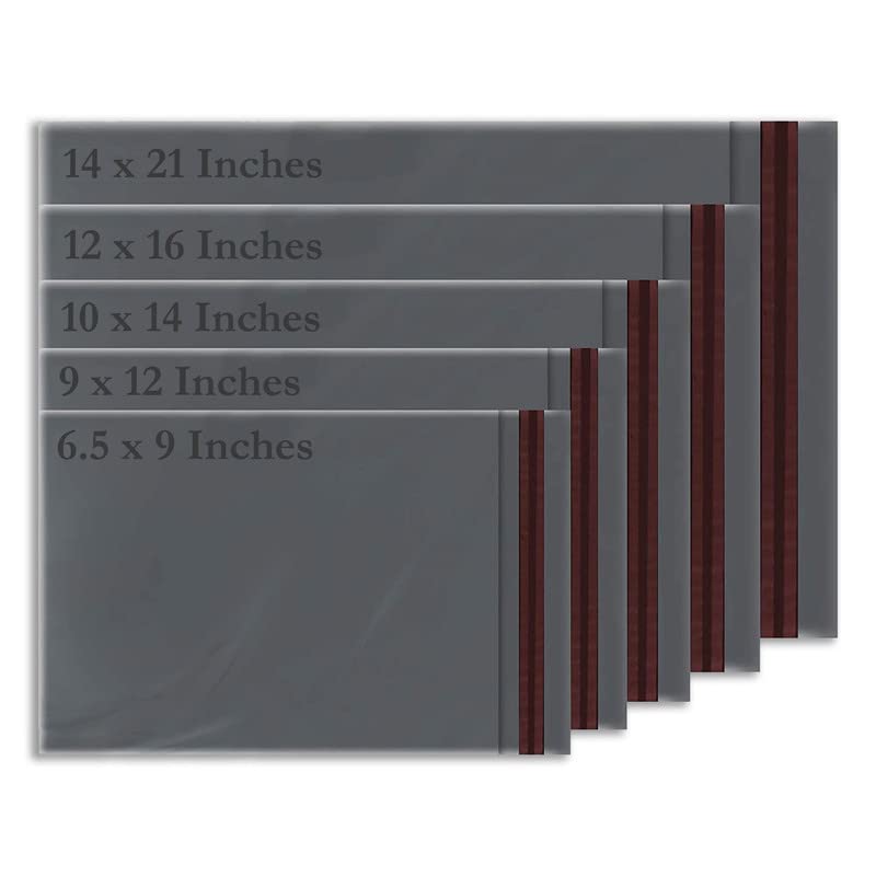 Habercrafts Grey Mailing Bags - Assorted Sizes (6.5x9 / 9x12 / 10x14 / 12x16 / 14x21 Inch - 100 Of Each - 500 Pack)