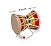 4 Inch Small Handmade Traditional Authentic Wooden & Leather Classical Indian Folk Dumroo Damroo Damaru Hand Drum Percussion Instrument Set, Decorative Collectible Showpiece World Musical Instruments