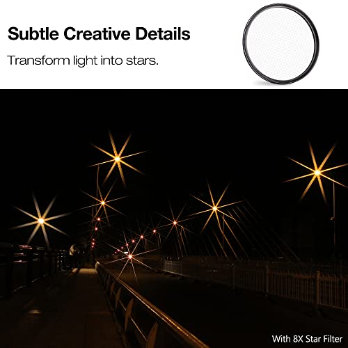 Walking Way 8-Point Star Filter - 58MM Variable Twinkle Effect - Slim Sparkling Effect Lens - Image 2