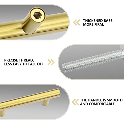 Bwintech 12 Pcs 100MM (64MM Hole Center) Gold Cabinet Pull Handles Kitchen T Bar Handles, Stainless Steel - Image 3