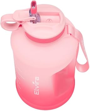 Elvira Bottles, Drinking bottles for sports, Half Gallon Water Bottle, Large BPA-Free Leakproof Gym Jug with Time Marker for Fitness, Outdoor & Daily Hydration