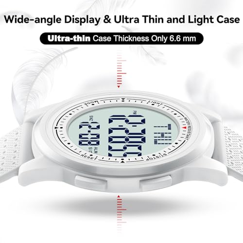 Watches for Men, Ultra-Thin Digital Watch Men with Stopwatch Countdown Alarm Wide-Angle Display Waterproof Minimalist Mens Watch Gifts for Mens Womens2