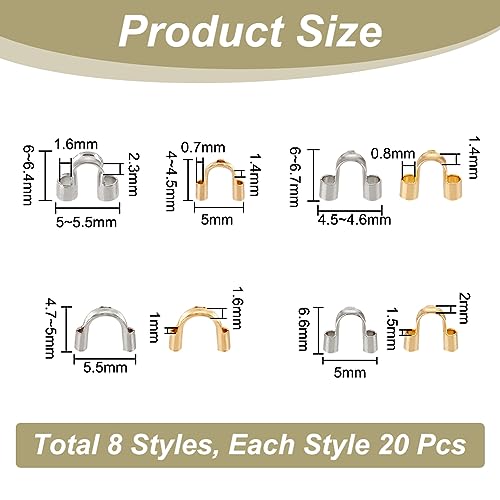 UNICRAFTALE 160 Stück 2 Farben 8 Stil 304 Chirurgischer Edelstahl Drahtwächter Und Schutz U Förmige Schlaufen Metalldraht Und Fadenschutzschlaufen Endverschlüsse Für Leder Schnur Armbänder