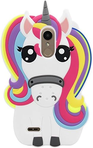 LG K10 2018 Unicorn Horse Case,LG K30 Case,Cute Cool 3D Unicorn Horse Rainbow Soft Silicone Phone Case Rubber Gel Back Cover Protection Skin for LG K30/K10 2018 ZX (Rainbow Horse - White)