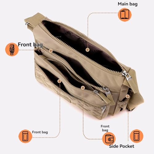 Apparenth Crossbody Bag, Large Capacity Waterproof Nylon Shoulder Messenger Bag, Multi Pocket Crossbody Bag3