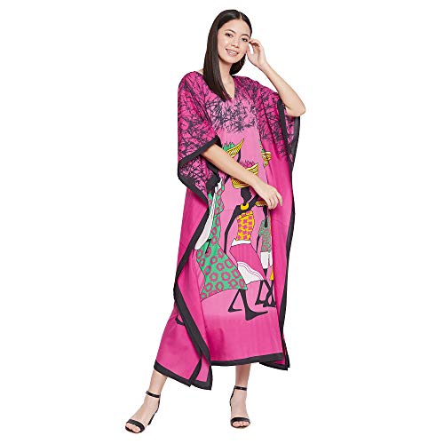 Image of Oussum Women Plus Size Kaftan Kimono Loose Maxi summer dresses for women Beach 3 /4 Sleeve Casual lounge dress Boho