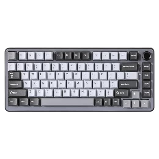 YUNZII B75 Mechanische Tastatur, 75% Hot Swappable Tastatur mit Knopf, RGB Backlit Dichtung Gaming Tastatur mit Double-Shot PBT Keycaps, Kirschprofil (Dark Grey, Cocoa Cream v2 Switch)