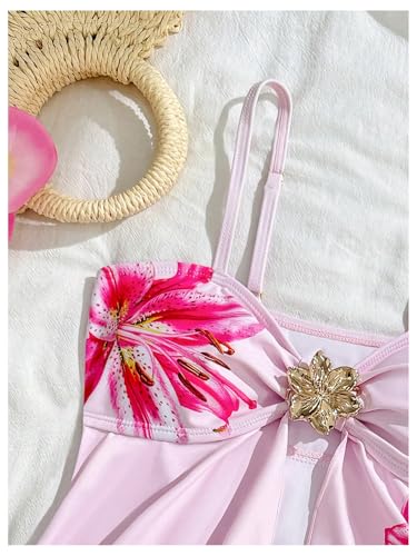 Girl's 2 Piece Floral Tankini Set Ruched Triangle Bikini Swimsuit Bathing Suit3