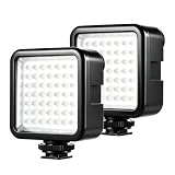 Andoer W49 Mini Interlock Camera LED Panel Light Dimmable Camcorder Video Lighting With Shoe Mount Adapter for Canon Nikon Sony A7 DSLR Pack of 2pcs