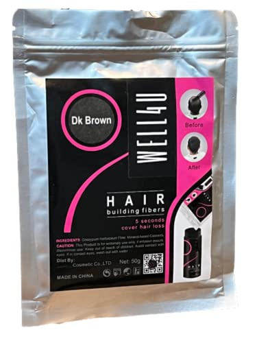 WELL4U Micro-Haarfasern, Haarfüller, Schütthaar, Streuhaar, Haarpuder, Haarpulver, Haarverdichtung, Haare aus der Dose, u.a. (50g, Dark Brown)