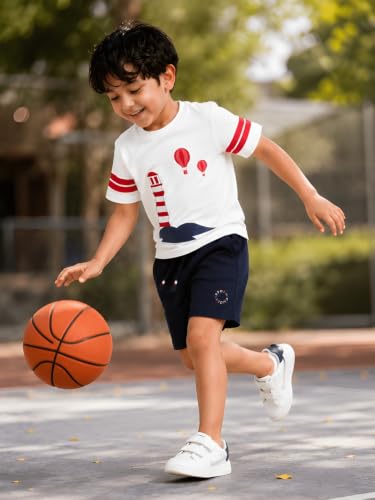 Image of Pilolo Kids Soft Cotton Terry Lycra Adjustable Drawstring Pocket Shorts for Boys