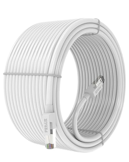 FEDUS 250 Meter Heavy Duty Outdoor Cat6 cable Weatherproof/UV Resistant 10000mbps Ethernet Suitable for Direct Burial Installations Ethernet Patch LAN Cable,Internet cable Network Cord White