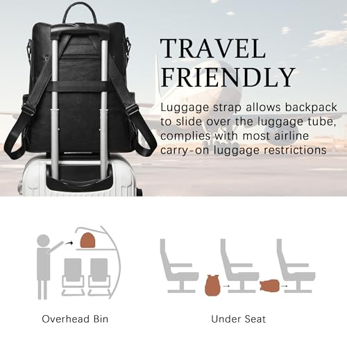 Image of Shrrie Vegan Leather Laptop Backpack for Women 15.6 inch Work Backpack Fashion Travel Backpack Purse for Travel College Work