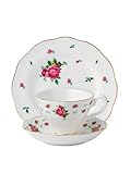 Royal Albert 3-Piece New Country Roses Teacup, Saucer and Plate Set, White