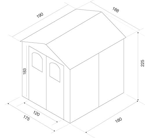 GARDIUN KSP38191 Gartenhaus aus Harz, Alessia, 3,57 m², 190 x 188 x 225 cm, mit Boden und Fenstern in Beige – Bild 6