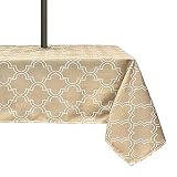 Outdoor Indoor 60x84 inch Rectangle Tablecloth with Umbrella Hole and Zipper,Waterproof Patio Table