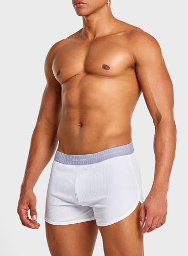MIZOK Mens Split Side Underwear Sexy Cotton Boxer Shorts with Jockstrap&Removable Pouch4