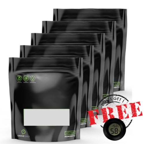 NIPORO Terploc Grove Lot de 5 sacs réutilisables Noir Fermeture Éclair 100 g Contrôle de l'humidité Hermétique Anti-odeurs Aliments Collectibles Textiles Autres Articles