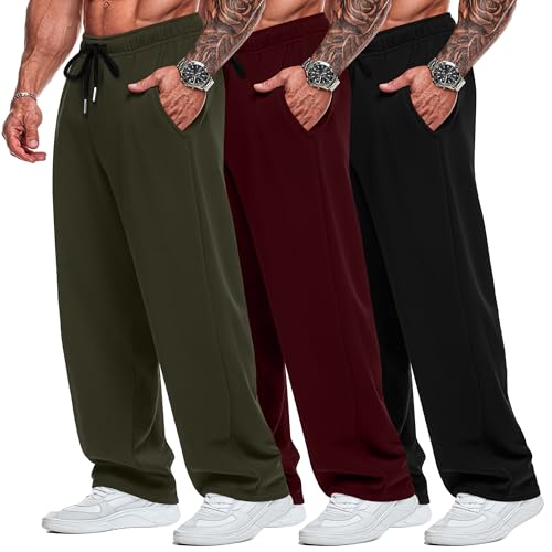 Amazon.com: Neer 3 Pack Big and Tall Men's Sweatpants Wide Leg