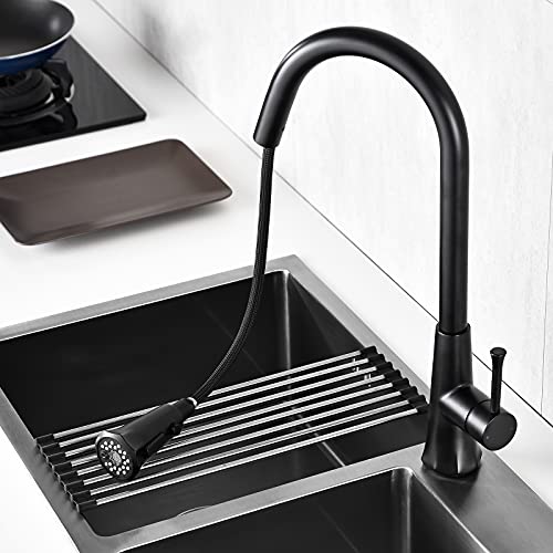 Schwarz Wasserhahn Küche Spültischarmatur,NEWRAIN Küchenarmatur Mischbatterie 3 Funktionen 360° Drehbar Einhebelmischer Spülbecken Armatur Cover