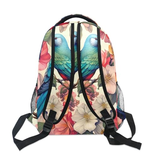 Sac à dos ordinateur imperméable multi-poches SKYSHU oiseau fleur 16" - 5