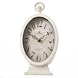 CLWJKH Vintage Desktop Clock Shabby Chic Metal Oval Desk Clock for Bookshelf, Mantel, Countertop Dec