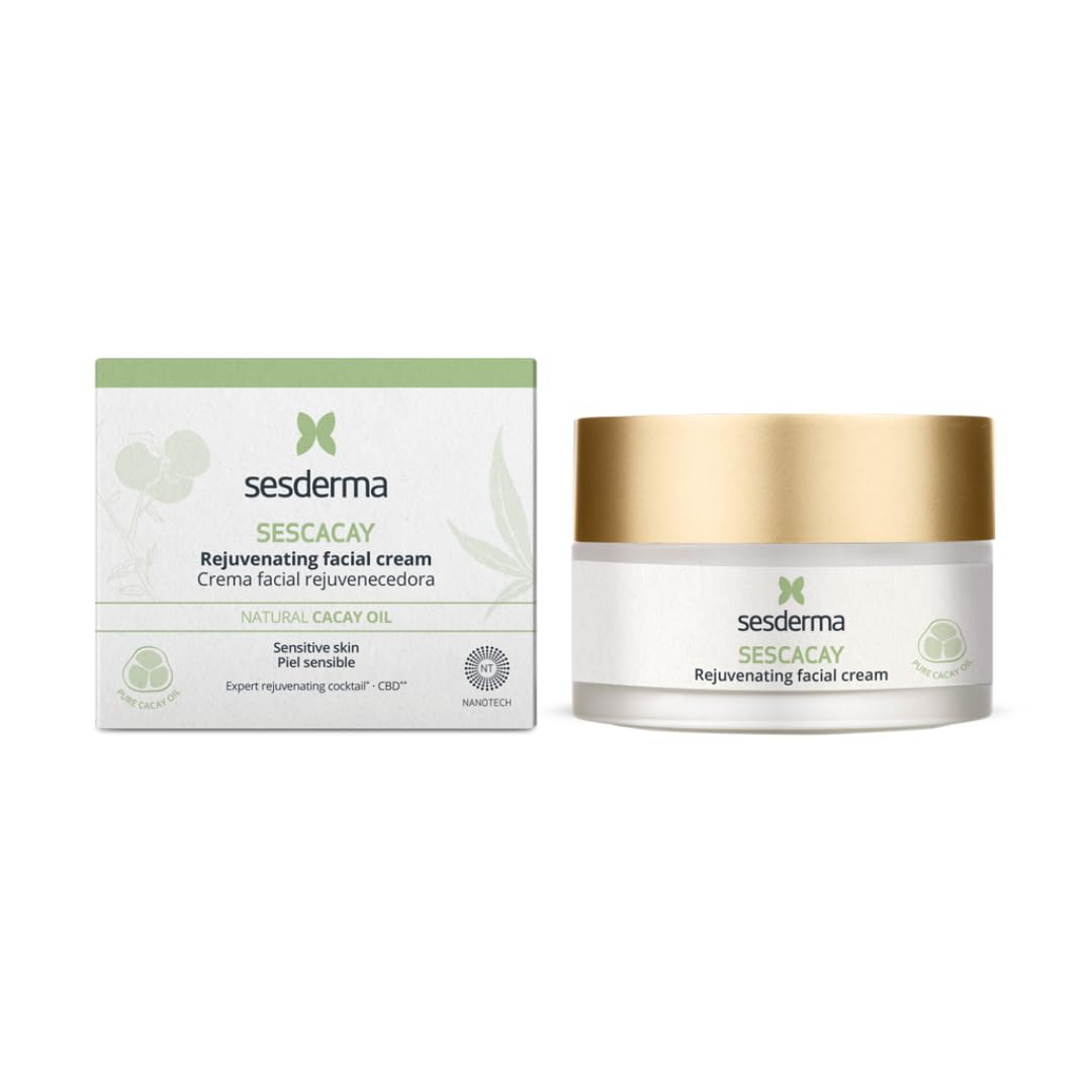 Sesderma Sescacay Rejuvenating Face Cream with Cacay Oil & HPR 50 ml - Anti-Ageing Care for Dry & Combination Skin, Against Wrinkles, Firming, Soothing, with Peptides & EGF