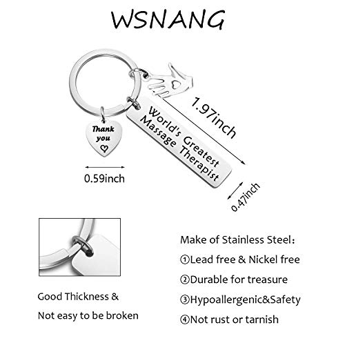 WSNANG Massage Therapist Gift Massage Therapy School Student Gift World's Greatest Massage Therapist Keychain With Healing Hand Charm Gift for Massage Therapist (MT Keychain)