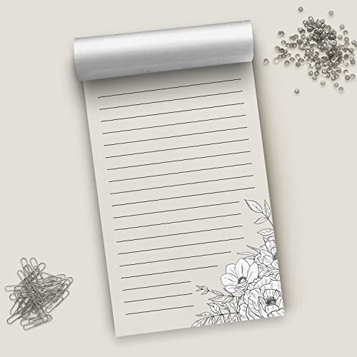 Image of Dashleigh Lux Floral Ivory and Black Notepad, 100 Sheets (5x8 in. - Lined)