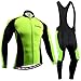 Maglia Ciclismo Uomo Invernale, Abbigliamento Ciclismo Manica Lunga con Pile Termico e Pantaloni da Ciclismo ad Alta Elasticità per Bici da Strada e Mountain Bike, Verde, L