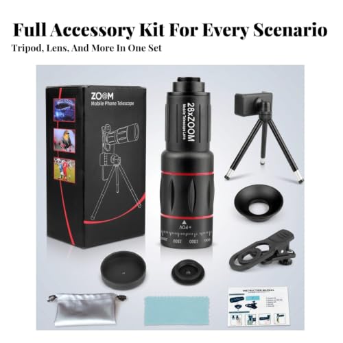 ZOOMELLA High Magnification Phone Telephoto Lens Kit Tripod Use 28x - Image 4