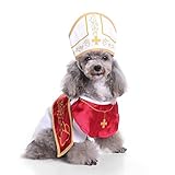 POPETPOP Dog Costumes for Small Dogs - Winter Coat Boys Santa Costume Pope Dog Costume-Holy Pope Hound Dog Pet Costume Halloween Godfather Suit with Hat-Size XL