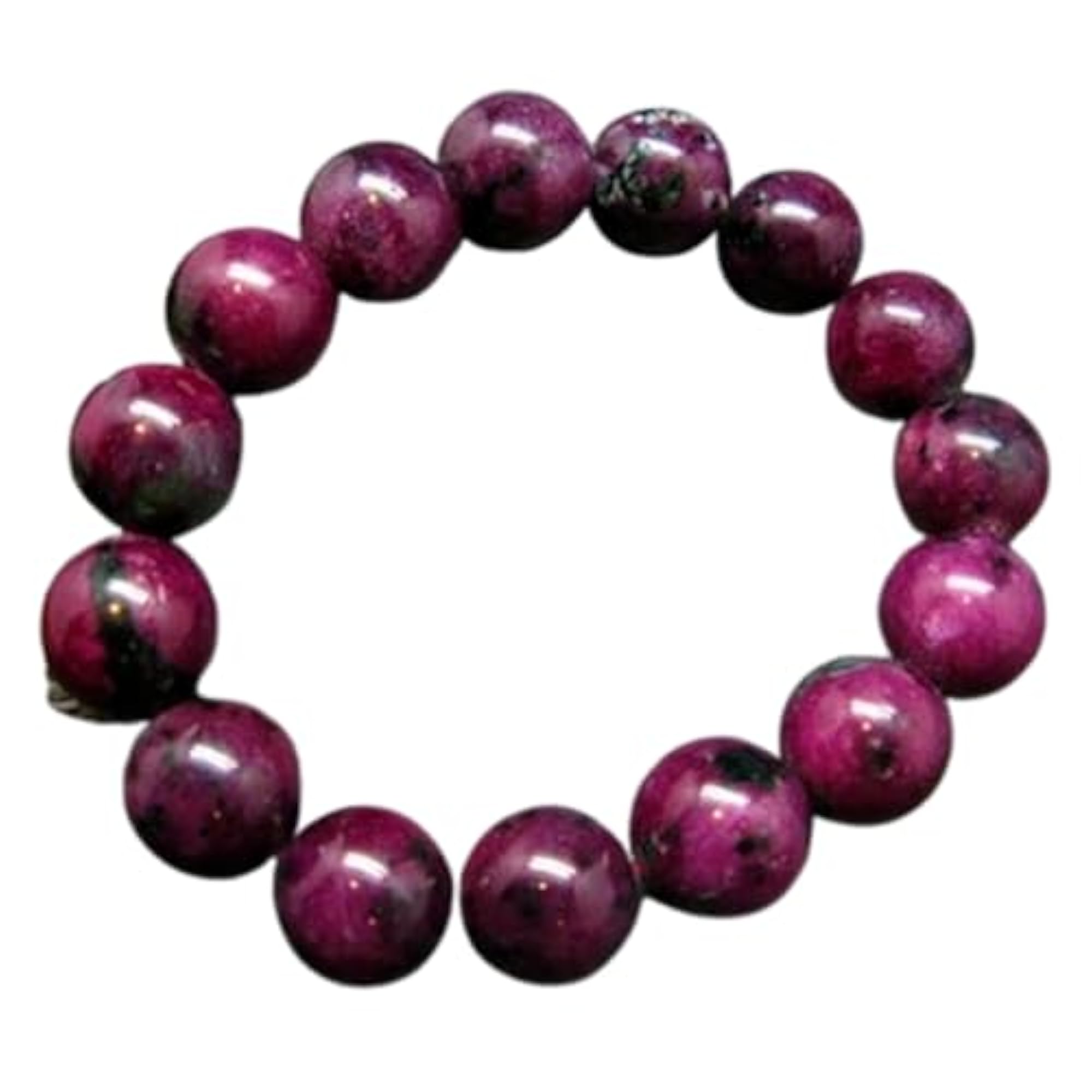 Natural Ruby 14mm Round Shape Bead Stretchable Bracelet, Unisex
