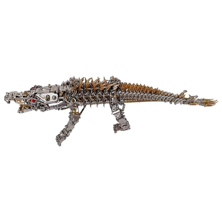 Metalkitor Metalowe puzzle 3D dla dorosłych, zestawy modeli krokodyli, DIY, ozdoba, rękodzieło, łamigłówka, idealna dekoracja biurka i wybór na prezent (1500 szt., brązowe)