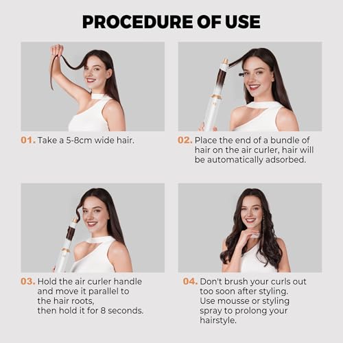 Image of 5 in ONE Hair Dryer Brush, Blow Dryer Curling Wand Hair Styling Tools Set, Hot Air Brush Round Brush Blow Dryer, Left&Right Styler 100-120V
