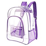Purple Clear Backpack See Through Heavy Duty Transparent Backpacks for Women Girls, Plastic PVC Clea