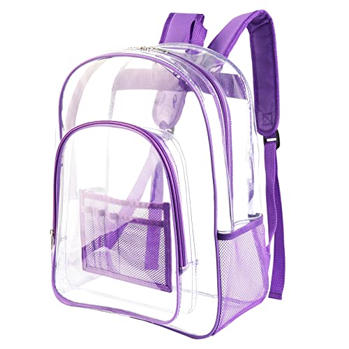 Purple Clear Backpack See Through Heavy Duty Transparent Backpacks For Women Girls, Plastic Pvc Clear Bookbags For School College Work #TOP1