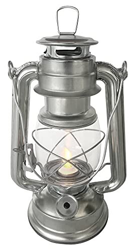 Amtech S8012 Flickering Battery Lantern, Indoor and Outdoor Lamp with 15 LED Lights and Batteries Included, Silver