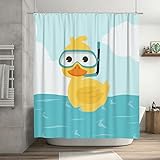 Lovetar Cute Duck Kids Shower Curtain Washable Waterproof Fabric Cartoon Funny Shower Curtains Bath