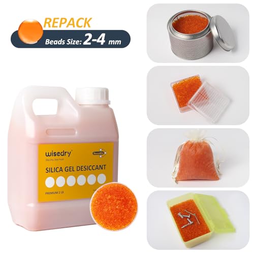 wisedry Kieselgel Trockenmittelperlen, Filament Trockner wiederverwendbar, mit Farbanzeige, Orange bis Grün,0,9 kg [2 LBS], Perlengröße 2–4 mm, wiederaufladbar