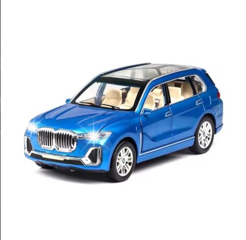Image of 1:24 B-M-W X7 Diecast Metal Pull Back Car with 6 Openable Doors with Sound and Light Toy Decoration car Best Gift Toys for Kids (1:24 B-M-W X7 - Blue)