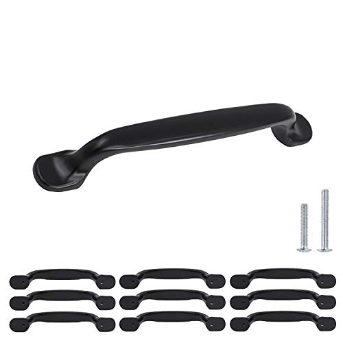 10pcs 128mm Negro Bar Cocina Dormitorio Muebles manijas Cepillado